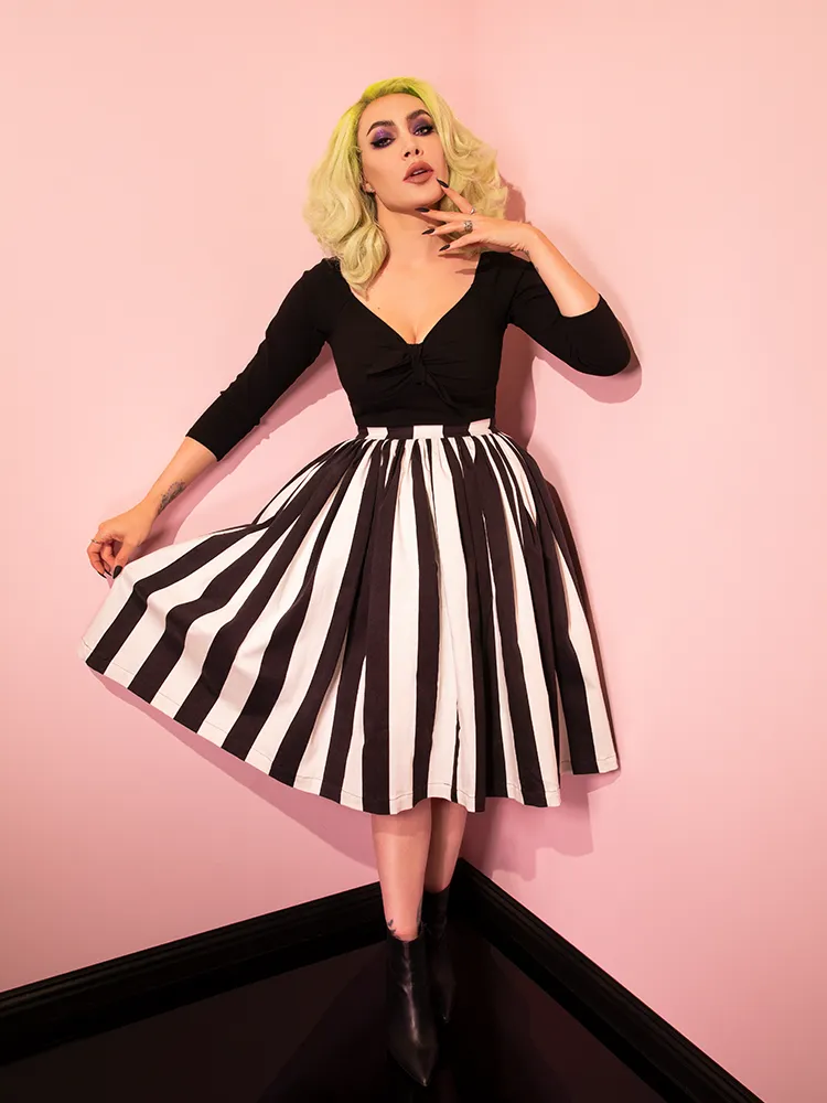 PRE-ORDER - Ghost Swing Skirt in Black & White Stripes - Vixen by Micheline Pitt