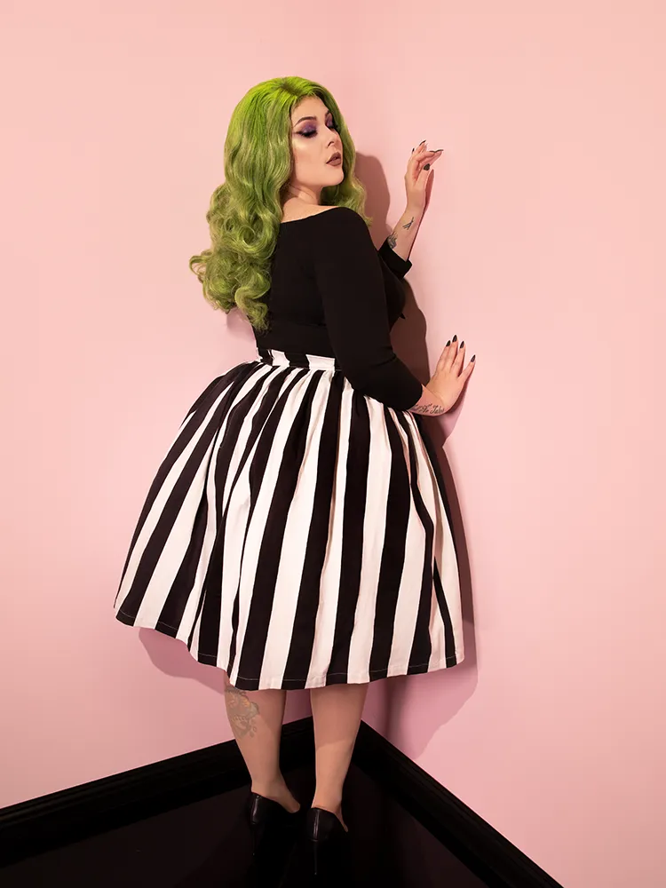PRE-ORDER - Ghost Swing Skirt in Black & White Stripes - Vixen by Micheline Pitt