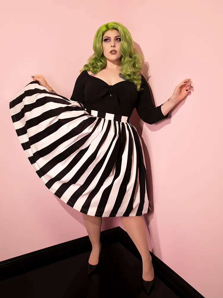 PRE-ORDER - Ghost Swing Skirt in Black & White Stripes - Vixen by Micheline Pitt
