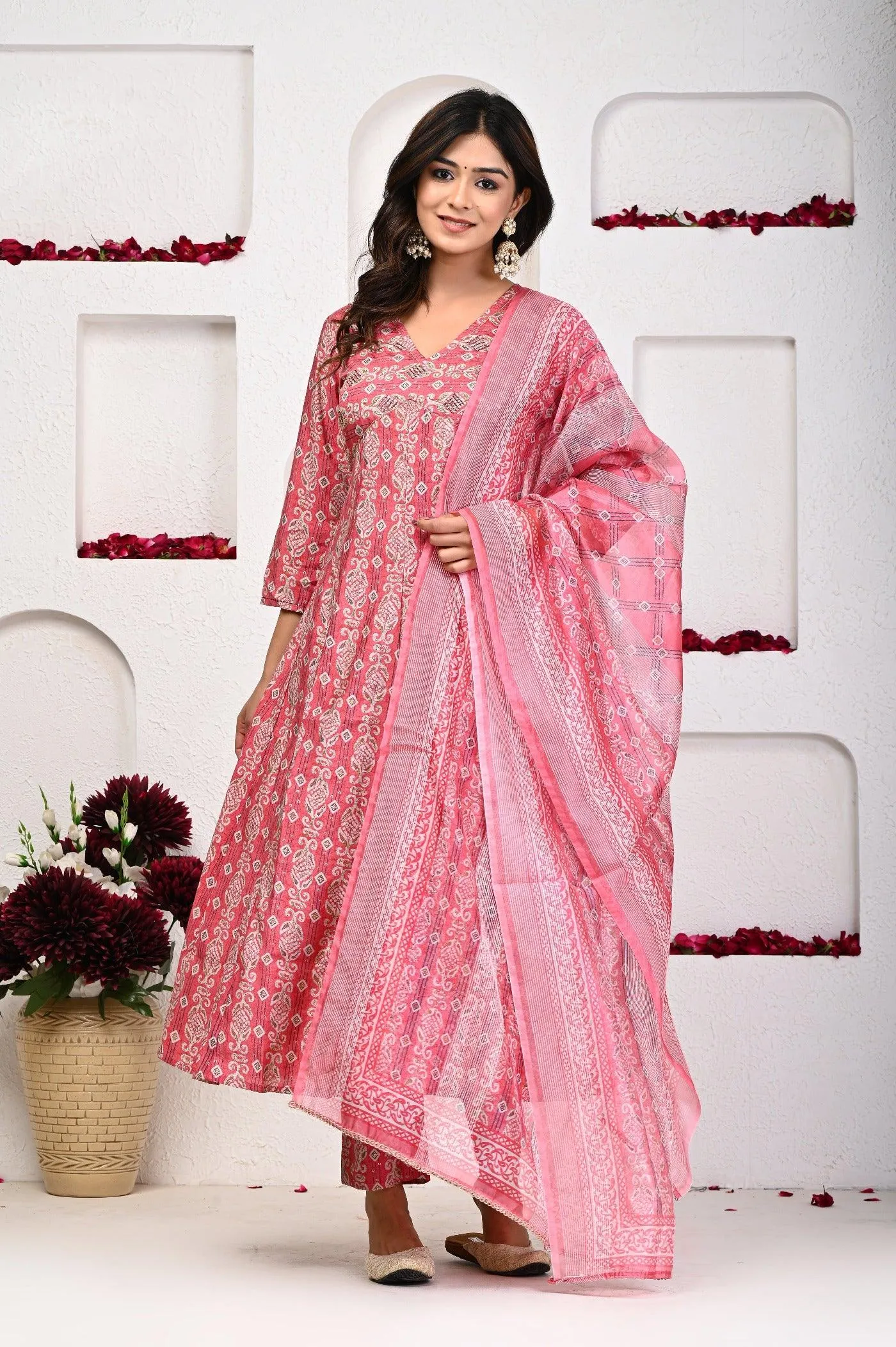 Print Alia Cut Anarkali Dupatta Set