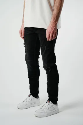 Slim Fit Ripped Black Denim - UF4026