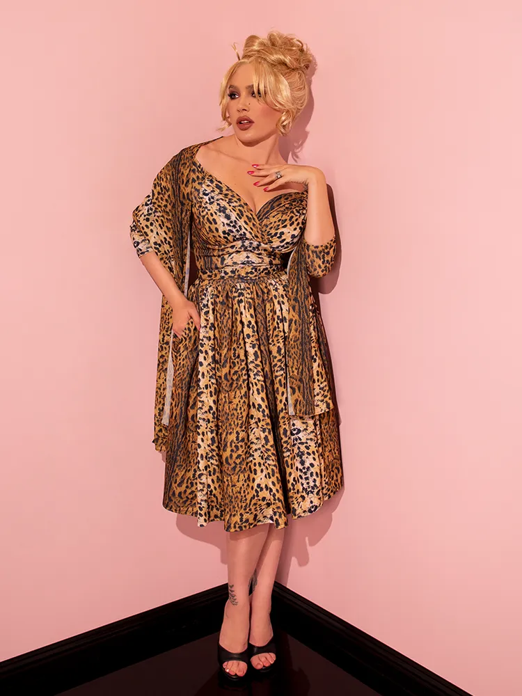 Starlet Swing Dress and Scarf in Leopard Print - Vixen by Micheline Pitt