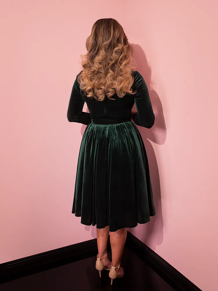 Starlet Swing Dress in Hunter Green Velvet - Vixen by Micheline Pitt