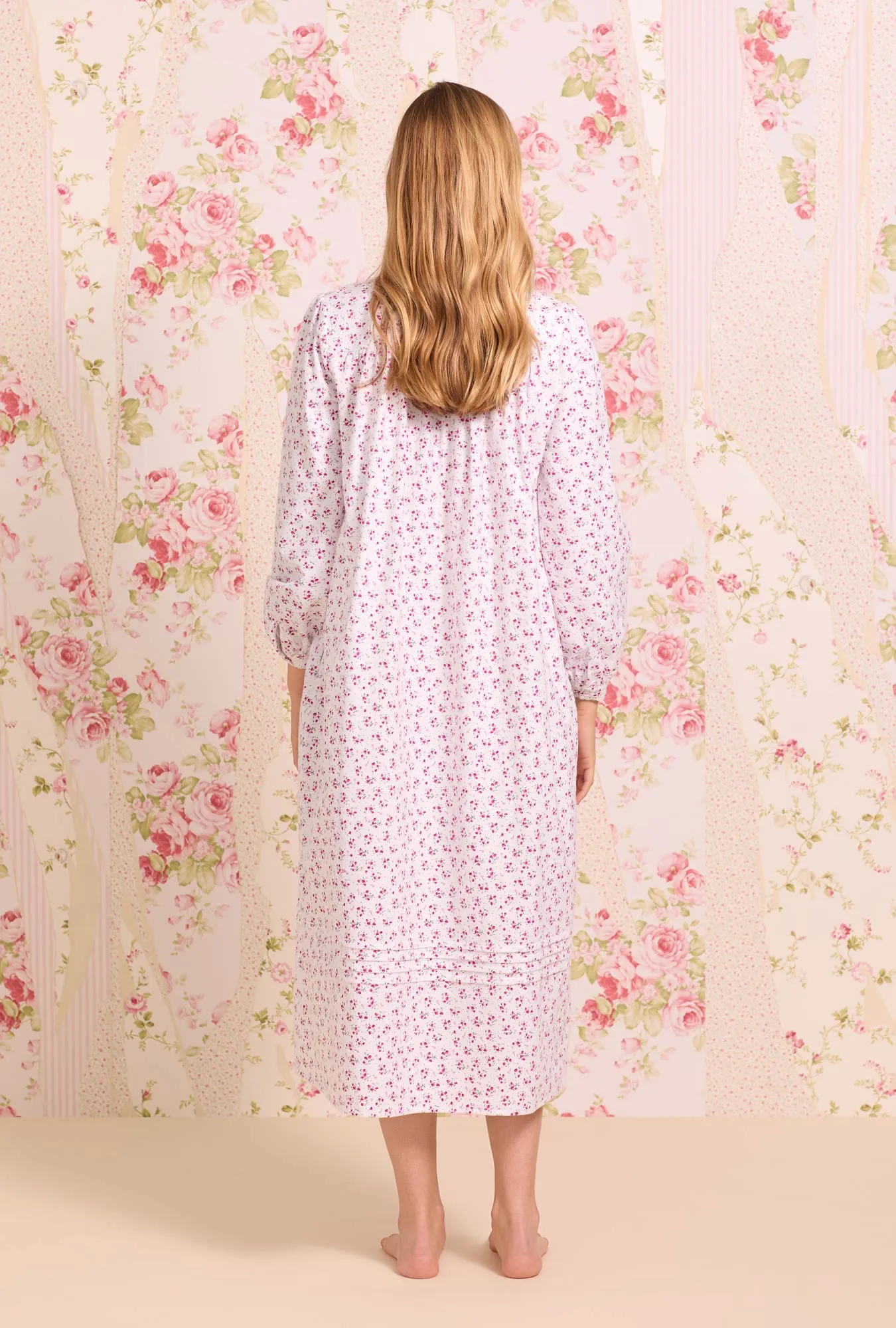 Sweet Holiday Floral Heritage Cotton Flannel Highneck Nightgown