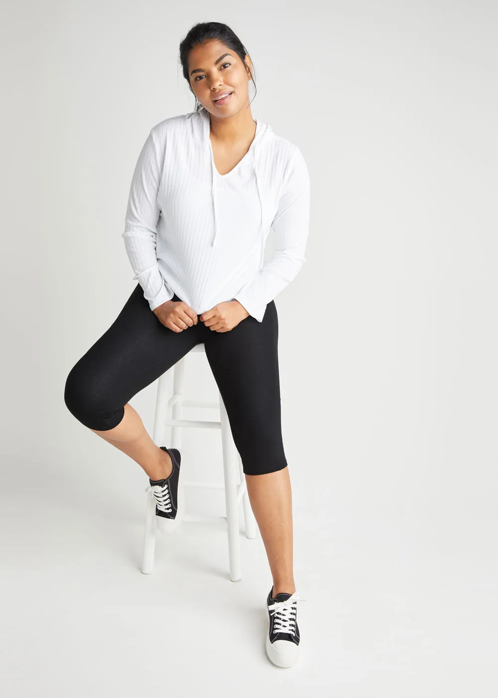Talia Cropped Capri Shaping Legging with Pockets - Cotton Stretch