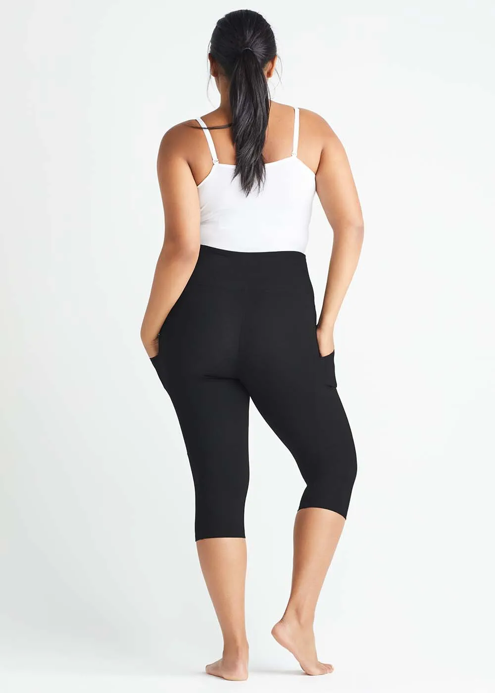 Talia Cropped Capri Shaping Legging with Pockets - Cotton Stretch