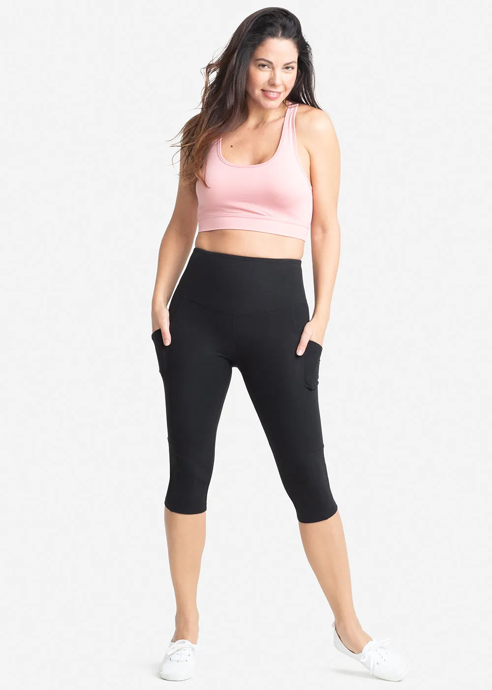 Talia Cropped Capri Shaping Legging with Pockets - Cotton Stretch