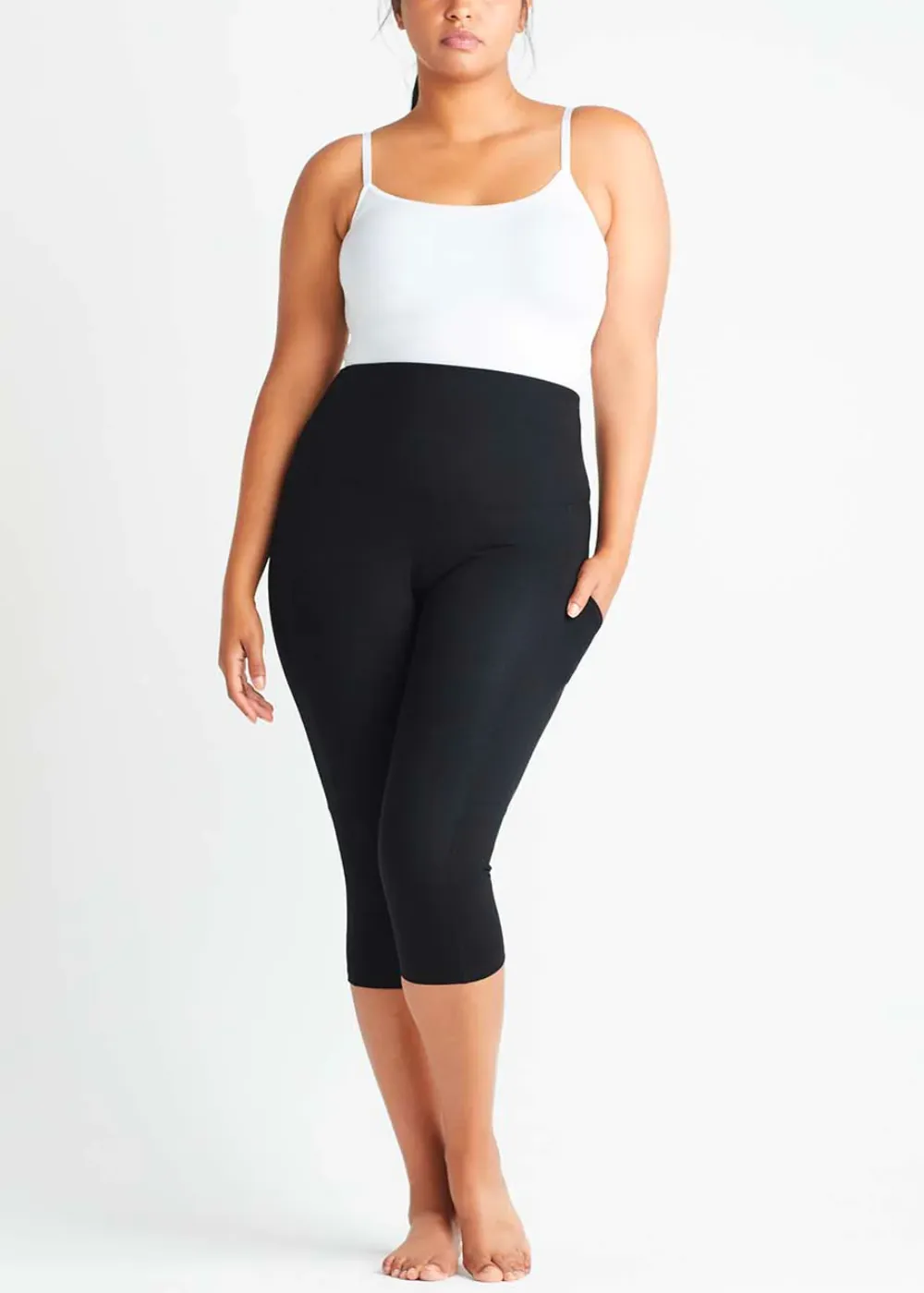 Talia Cropped Capri Shaping Legging with Pockets - Cotton Stretch