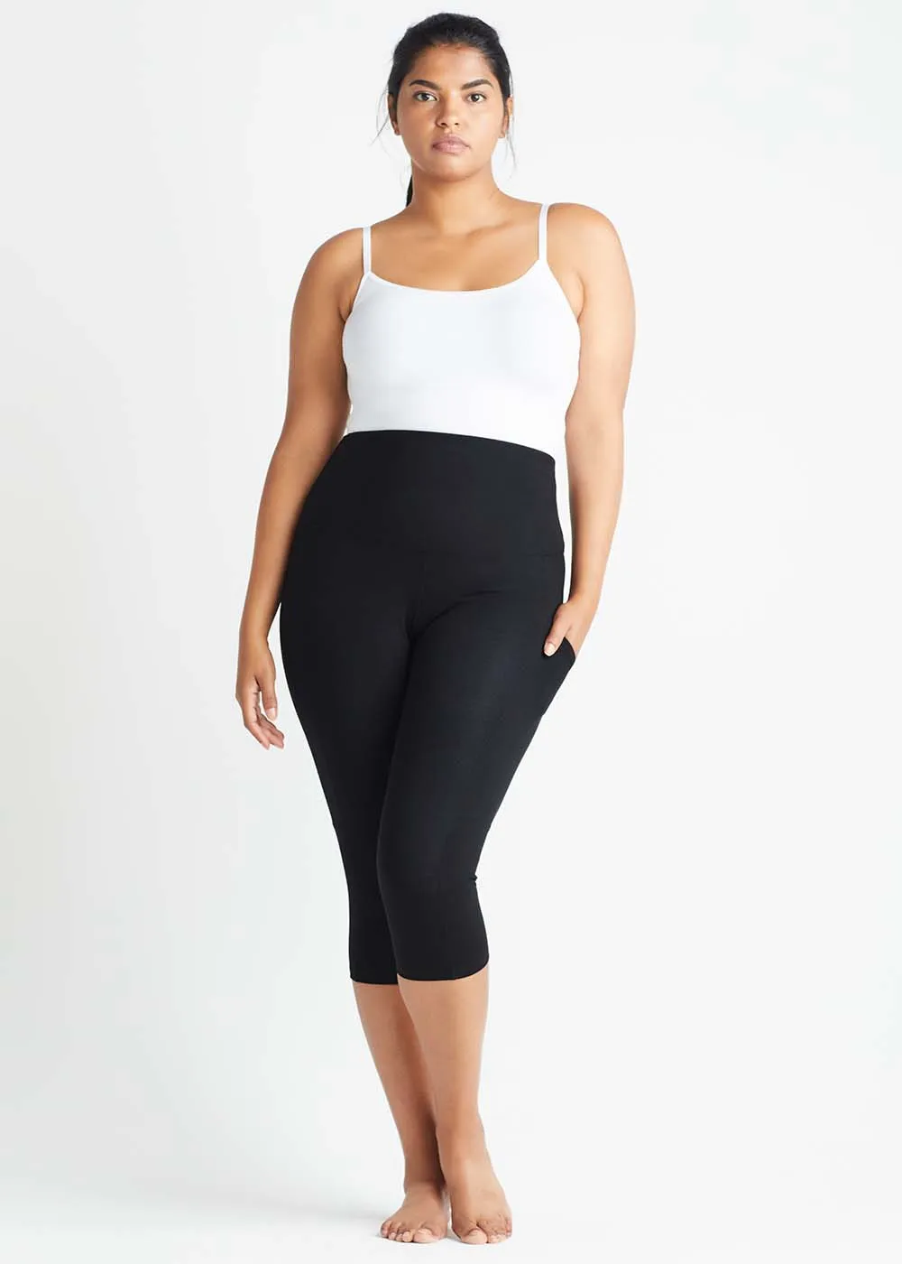 Talia Cropped Capri Shaping Legging with Pockets - Cotton Stretch