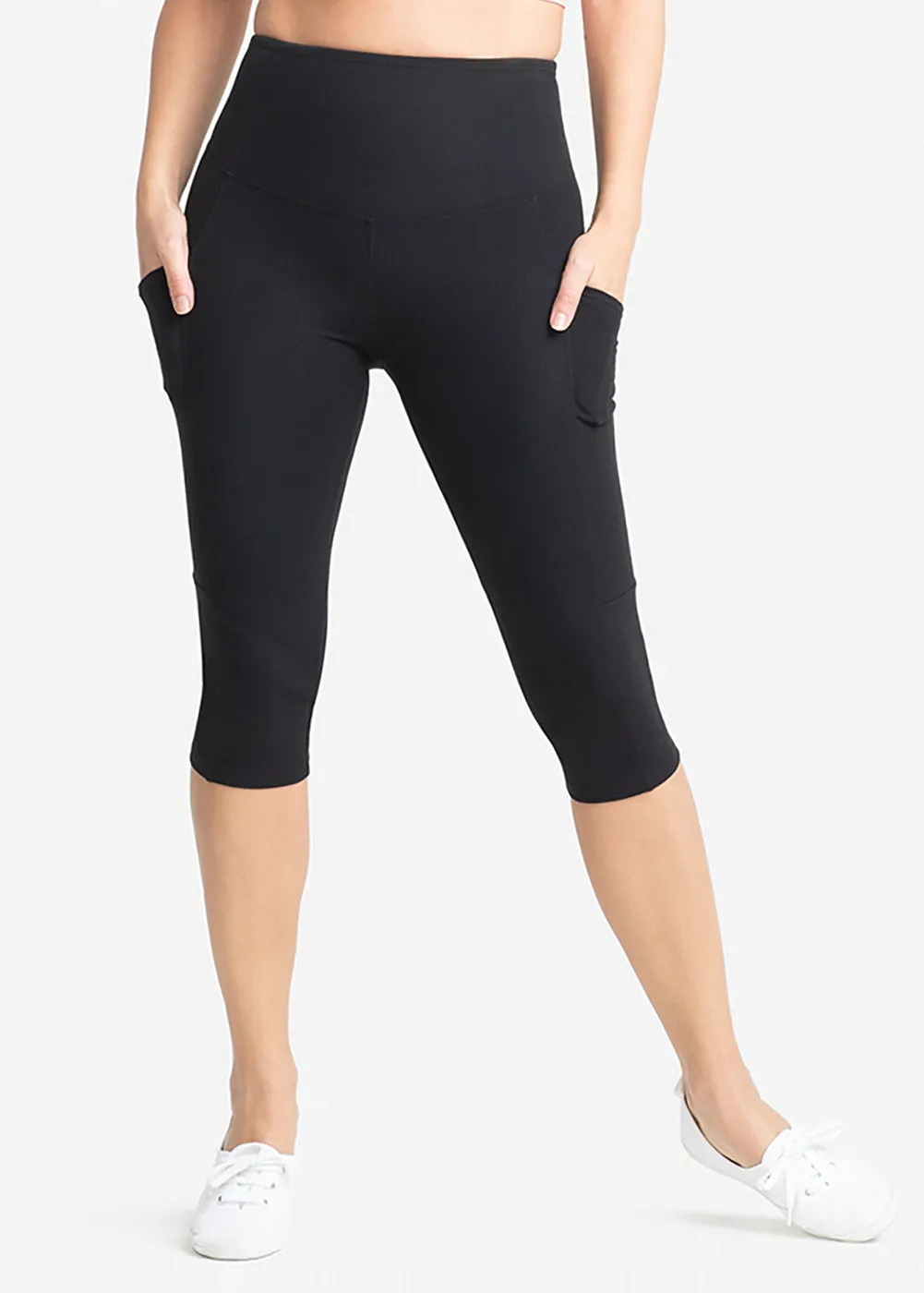 Talia Cropped Capri Shaping Legging with Pockets - Cotton Stretch
