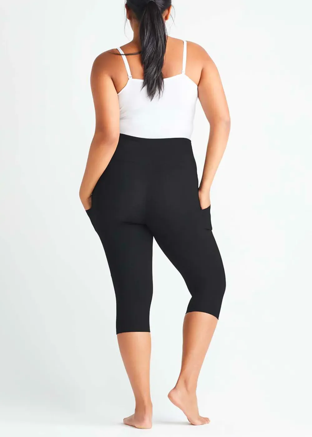 Talia Cropped Capri Shaping Legging with Pockets - Cotton Stretch
