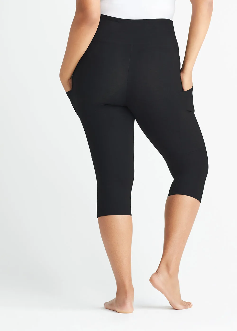 Talia Cropped Capri Shaping Legging with Pockets - Cotton Stretch
