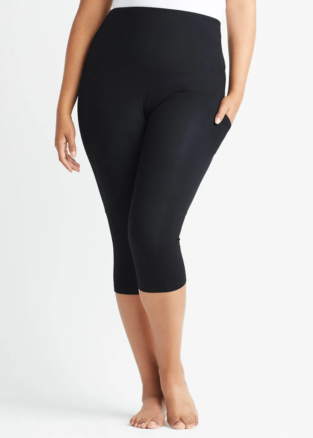 Talia Cropped Capri Shaping Legging with Pockets - Cotton Stretch