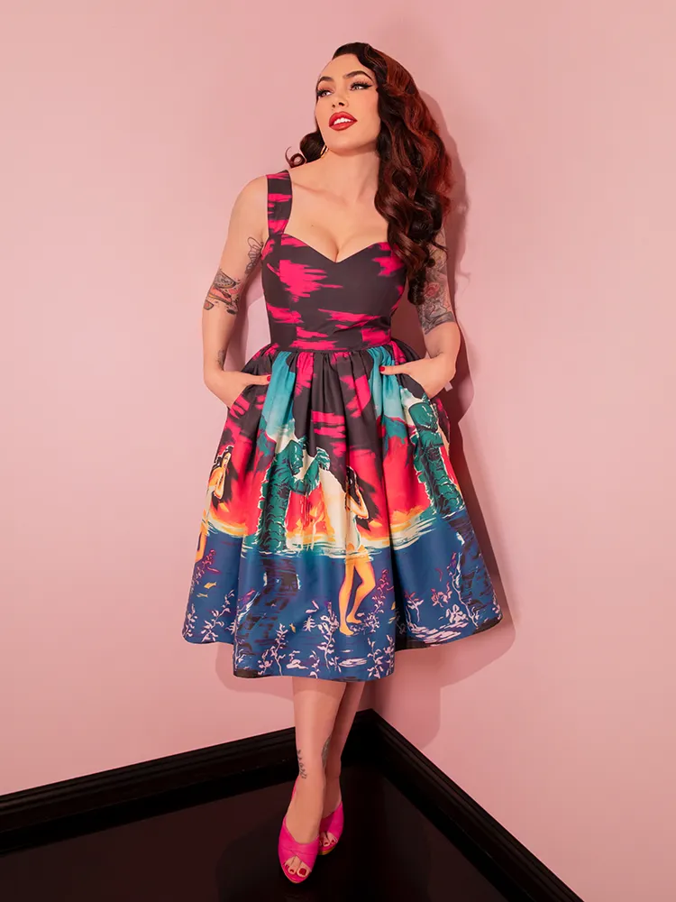 Universal Monsters: Creature from the Black Lagoon Vintage Movie Poster Dress and Matching Bolero in Teal
