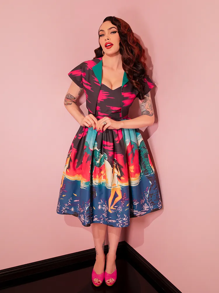 Universal Monsters: Creature from the Black Lagoon Vintage Movie Poster Dress and Matching Bolero in Teal