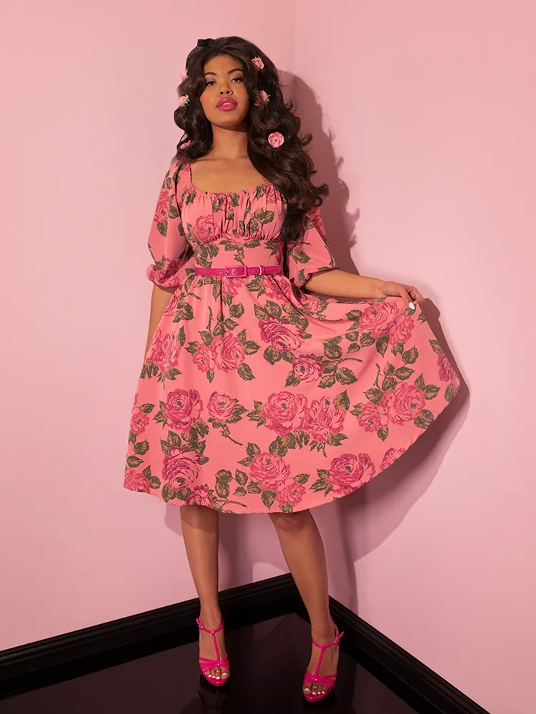 Vacation Dress in Vintage Blush Pink Roses - Vixen by Micheline Pitt