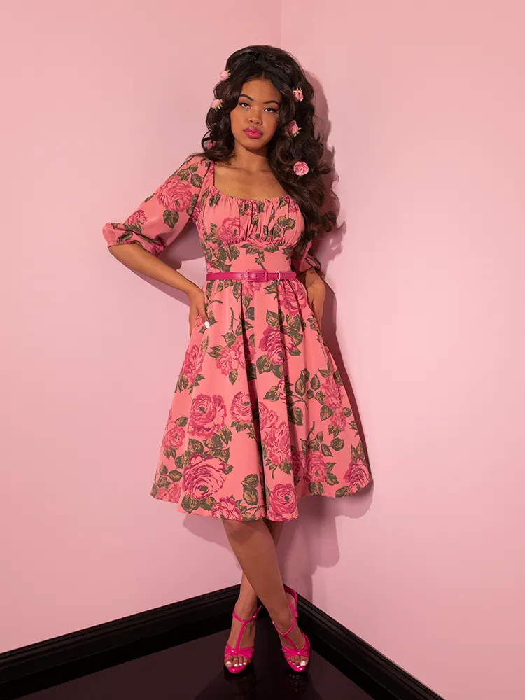 Vacation Dress in Vintage Blush Pink Roses - Vixen by Micheline Pitt