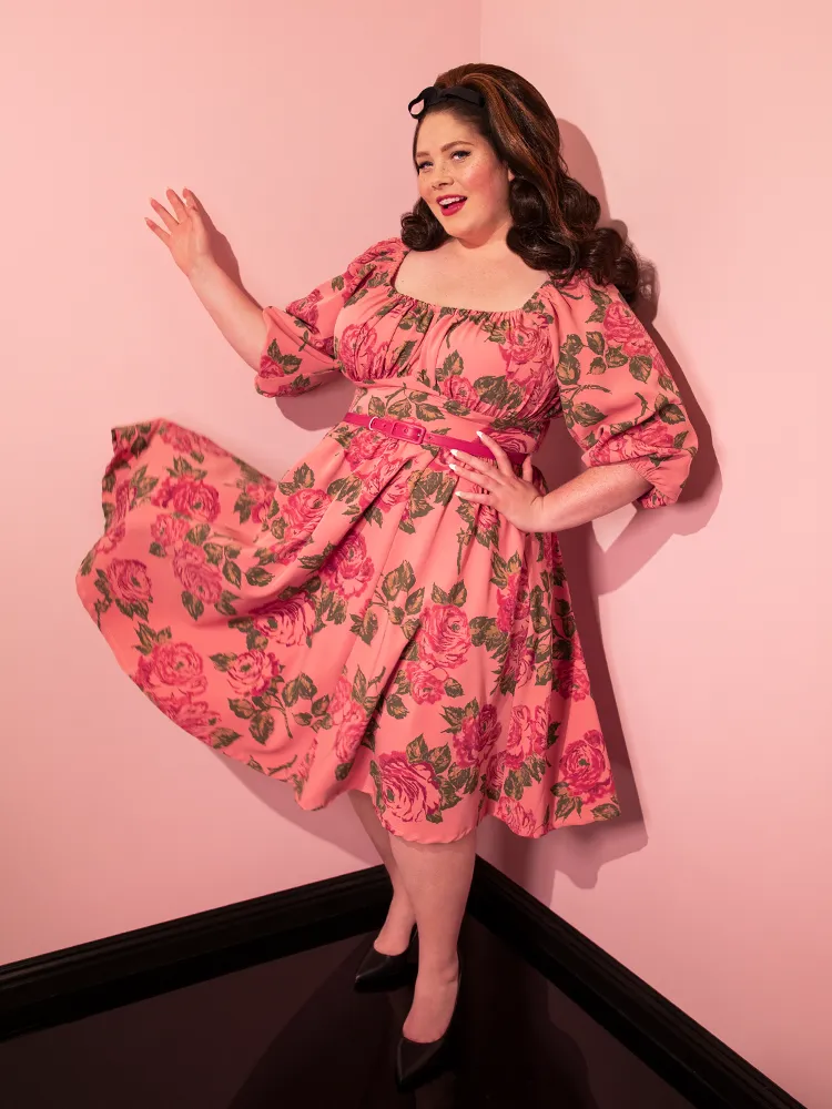 Vacation Dress in Vintage Blush Pink Roses - Vixen by Micheline Pitt
