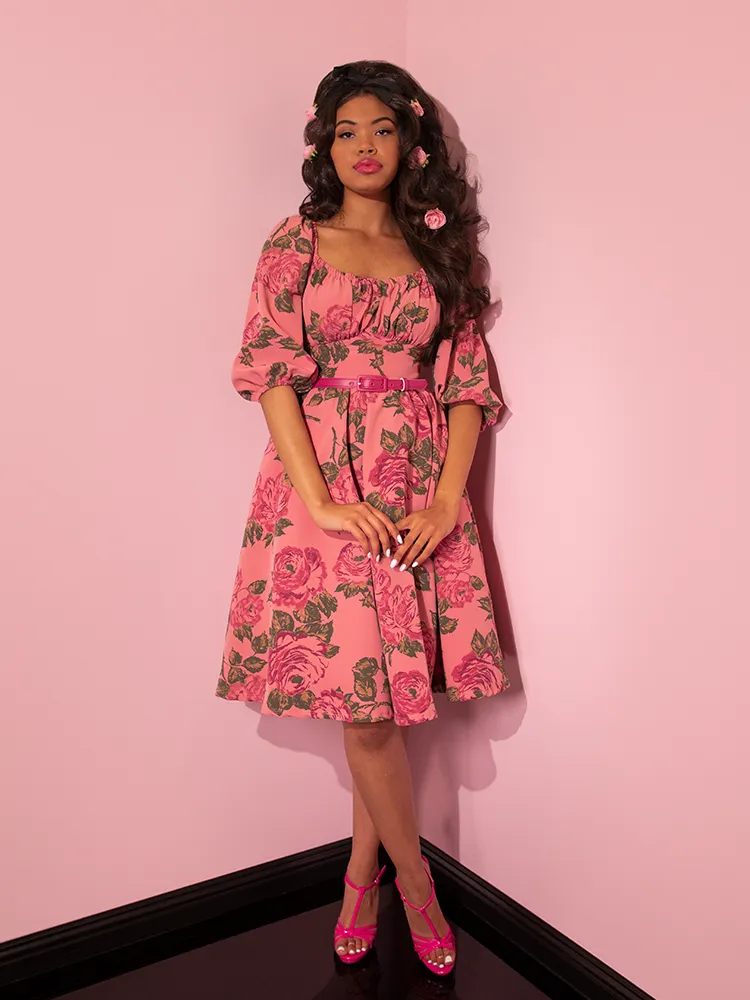 Vacation Dress in Vintage Blush Pink Roses - Vixen by Micheline Pitt
