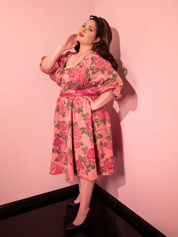 Vacation Dress in Vintage Blush Pink Roses - Vixen by Micheline Pitt