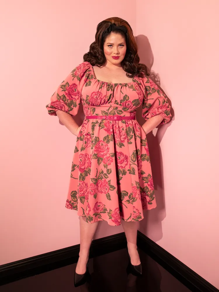 Vacation Dress in Vintage Blush Pink Roses - Vixen by Micheline Pitt