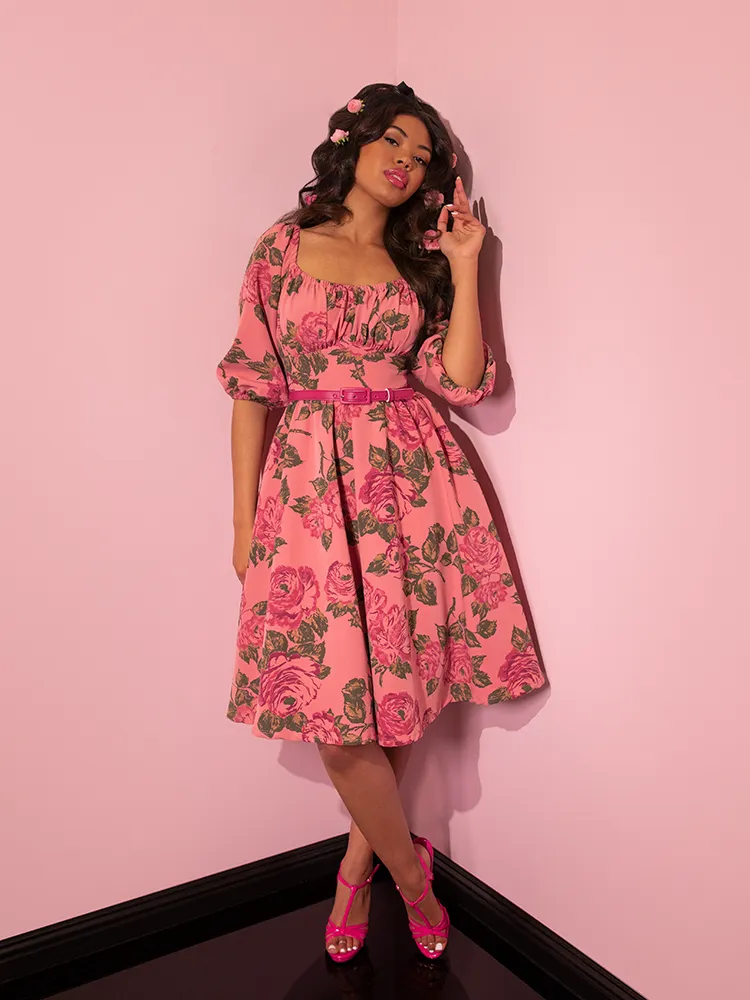 Vacation Dress in Vintage Blush Pink Roses - Vixen by Micheline Pitt