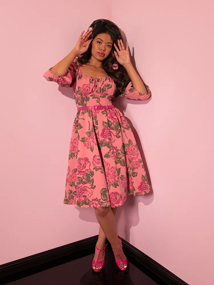 Vacation Dress in Vintage Blush Pink Roses - Vixen by Micheline Pitt