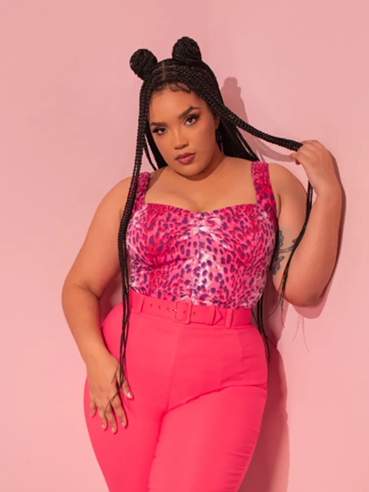 Vamp Top in Pink Leopard Print - Vixen by Micheline Pitt