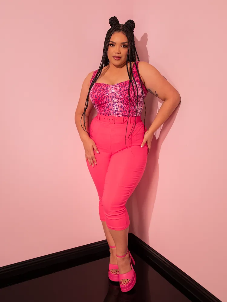 Vamp Top in Pink Leopard Print - Vixen by Micheline Pitt