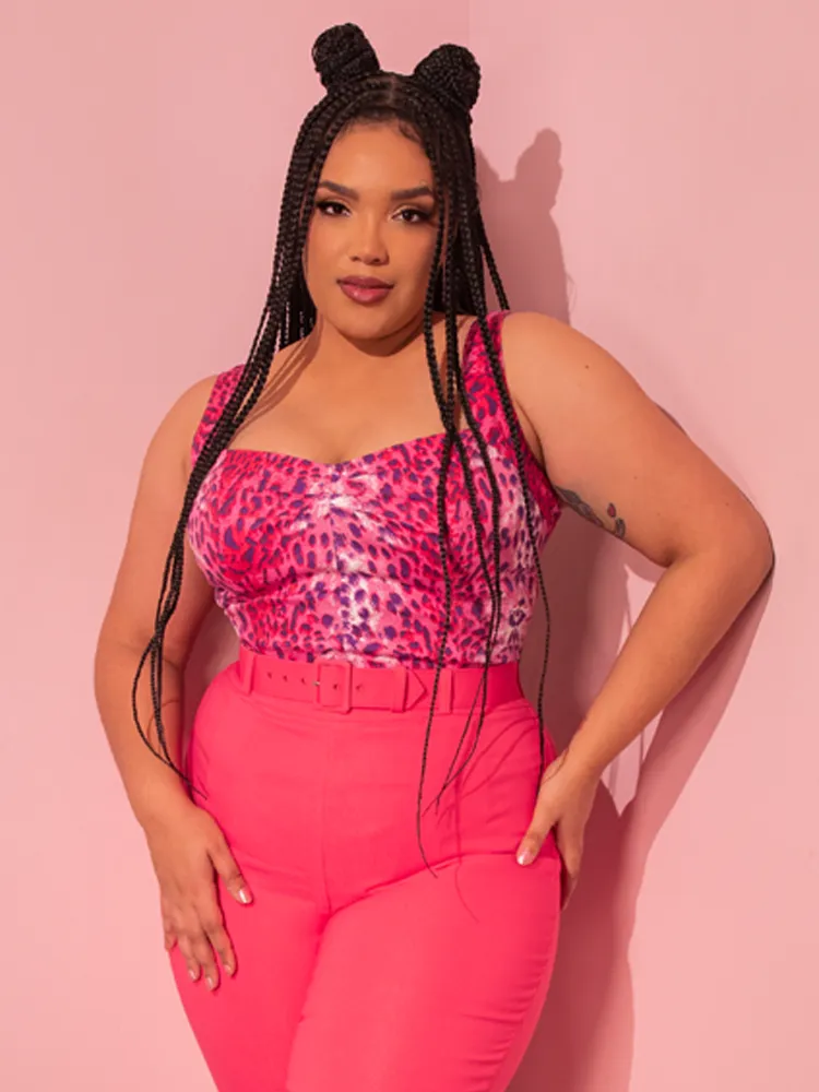 Vamp Top in Pink Leopard Print - Vixen by Micheline Pitt