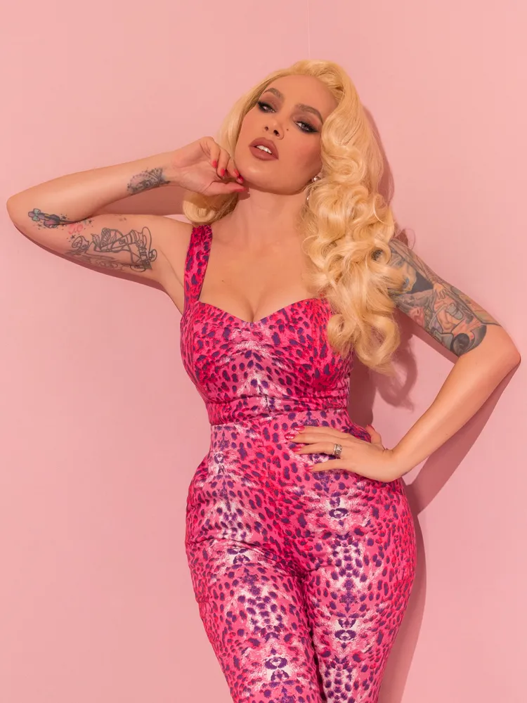 Vamp Top in Pink Leopard Print - Vixen by Micheline Pitt