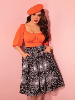 Vixen Swing Skirt in Black Spider Web Print - Vixen by Micheline Pitt