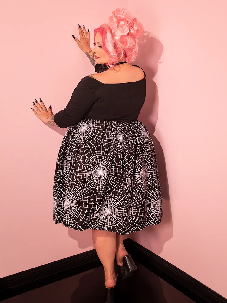 Vixen Swing Skirt in Black Spider Web Print - Vixen by Micheline Pitt