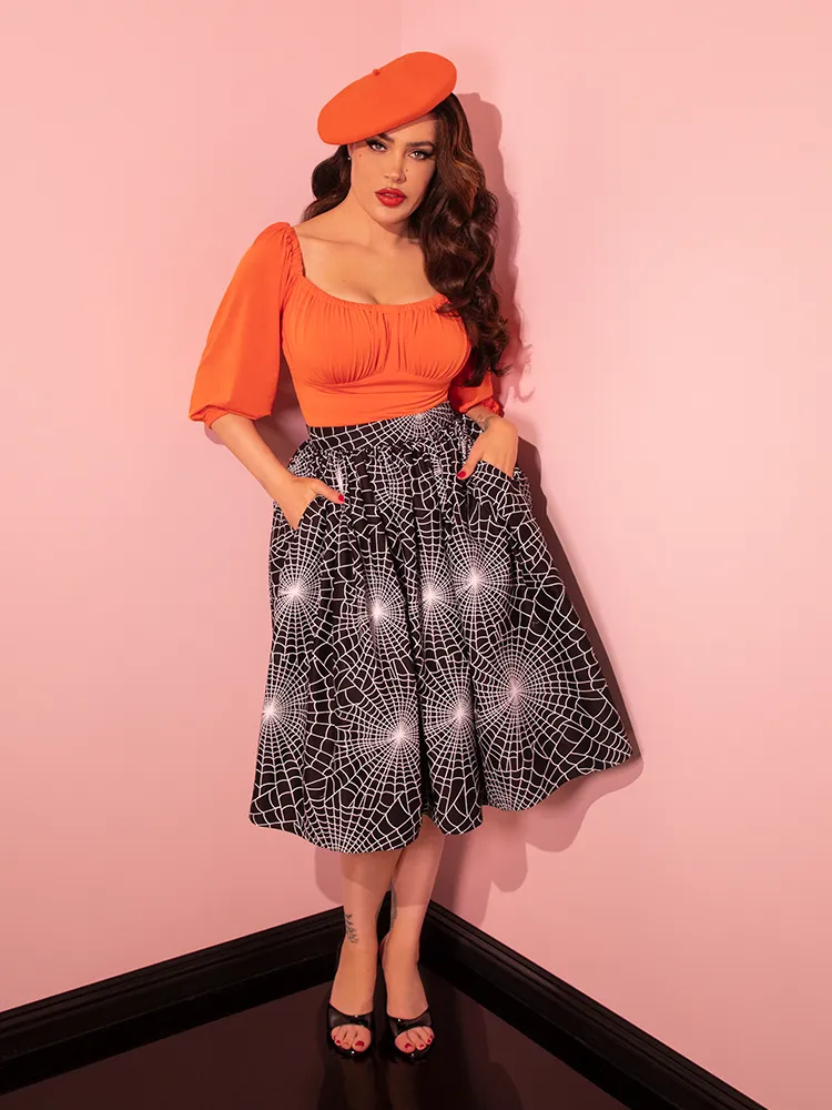 Vixen Swing Skirt in Black Spider Web Print - Vixen by Micheline Pitt