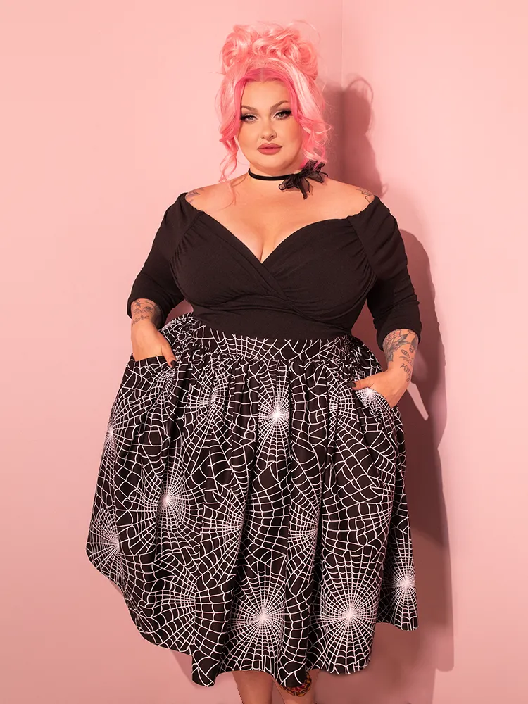 Vixen Swing Skirt in Black Spider Web Print - Vixen by Micheline Pitt