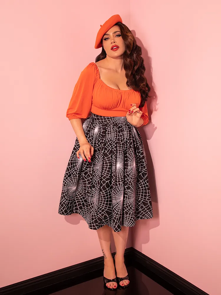 Vixen Swing Skirt in Black Spider Web Print - Vixen by Micheline Pitt