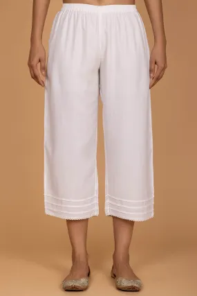 White Jam Satin Pleated Trousers